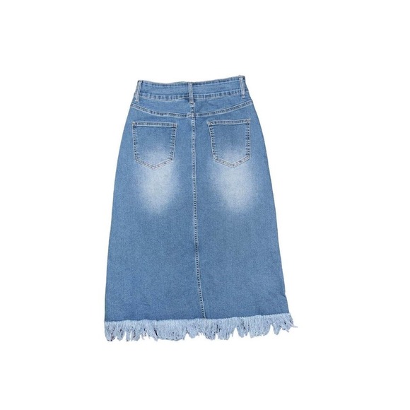 Juniors Midi Denim Jean Skirt Size Small - Picture 2 of 5